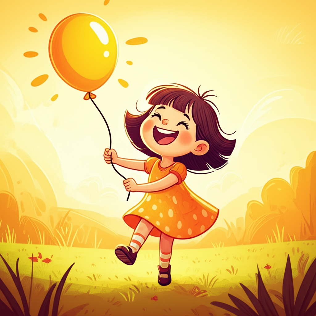 Bella with happy yellow balloon