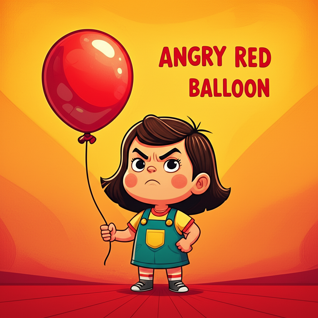 Bella with angry red balloon