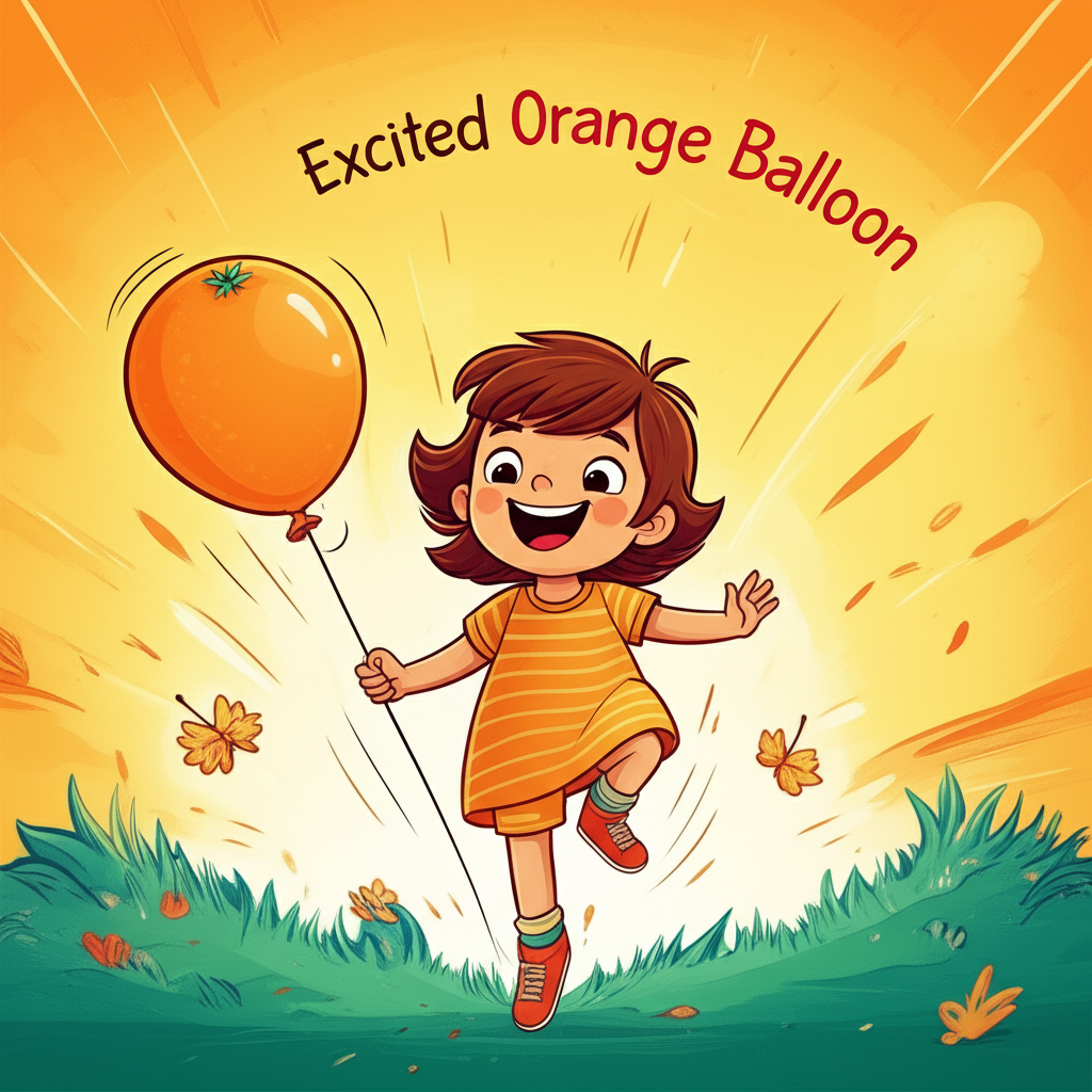 Bella with excited orange balloon