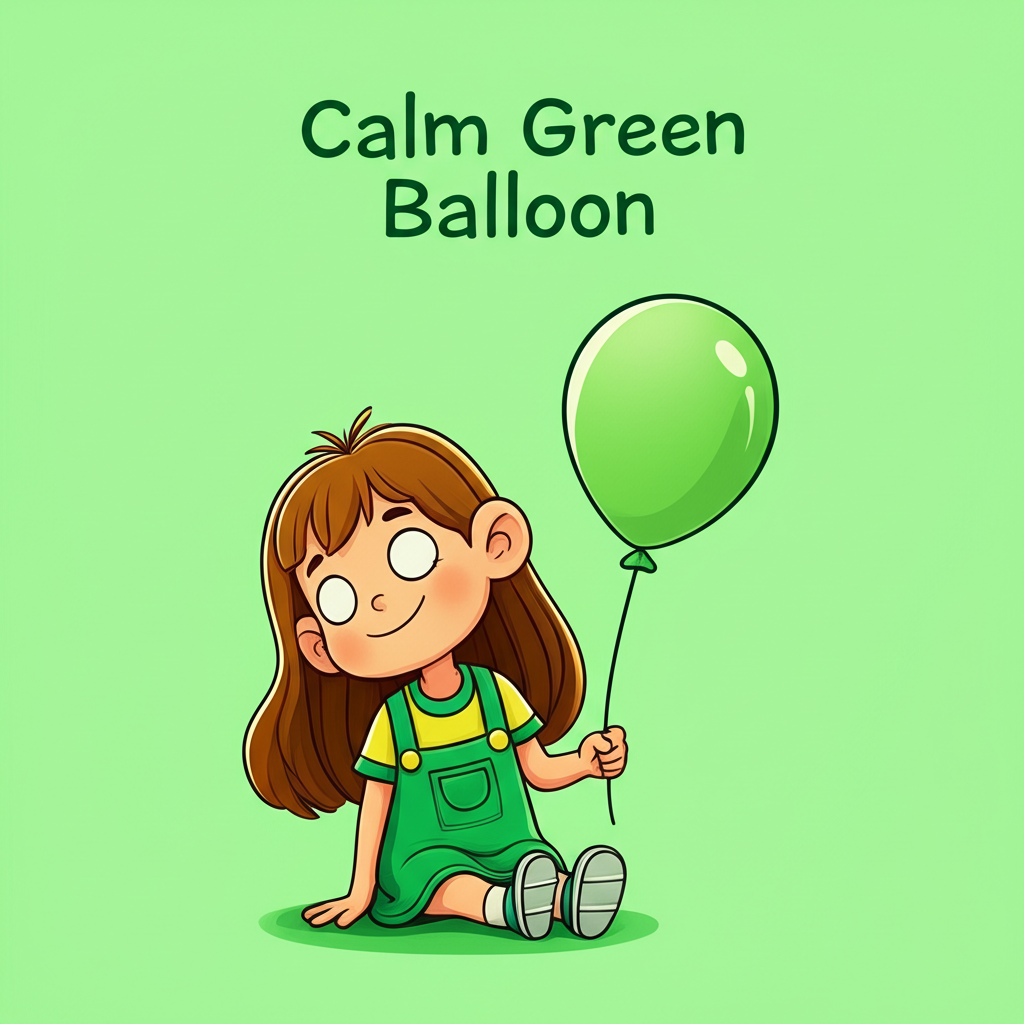 Bella with calm green balloon